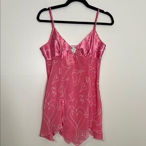 Charming Pink Heart Chemise / dress baby doll dress with hearts bows lingerie